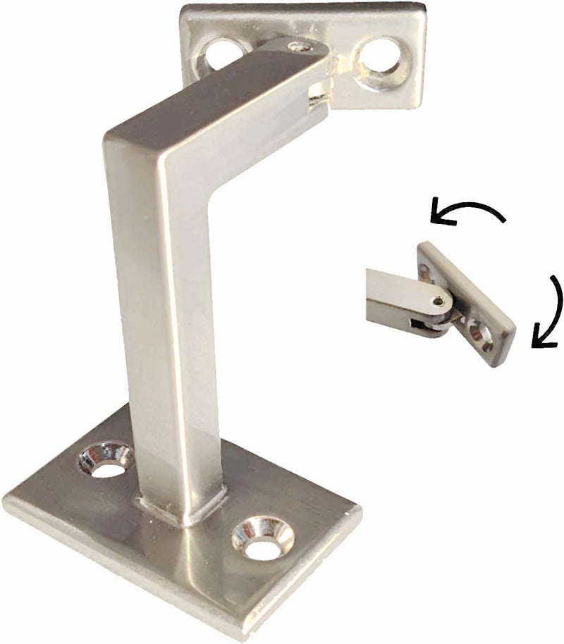 Langdoly 3-3/8" High Swivel Handrail Brackets for Staircase Stair Railing Heavy Duty Black Brackets with Screws (Pack of 1) (Satin Nickle) - Image 2